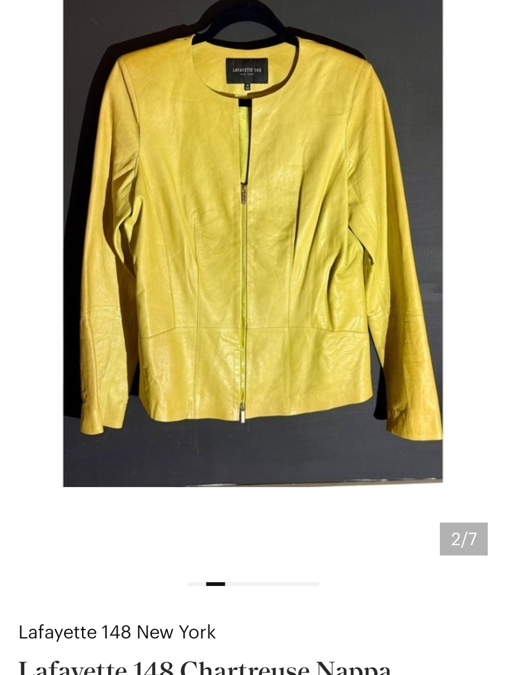 Lafayette 148 New York Bright Yellow Leather Zip Jacket - Picture 2 of 7